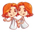 Gemini Twin Girl Zodiac Sign Color Illustration Design Royalty Free Stock Photo