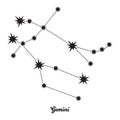 Gemini Zodiac constellation. Vector illustration in the style of minimalism. The symbol of the astrological horoscope. Black stars Royalty Free Stock Photo