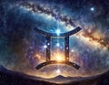 Gemini Zodiac Sign. Abstract night sky background Royalty Free Stock Photo