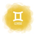 Gemini. Zodiac sign. Astrological calendar. Zodiacal color vector horoscope. Smoky circle. Line symbol