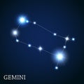 Gemini Zodiac Sign of the Beautiful Bright Stars Royalty Free Stock Photo