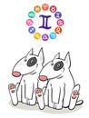 Gemini Zodiac sign with cartoon dog Royalty Free Stock Photo