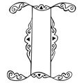 Gemini zodiac sign decorated with waves and triangles. Isolated black and white astrological coloring book, tattoo or logo. Freeha