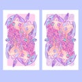 Gemini Zodiac sign with a decorative frame of roses. Vertical banners Royalty Free Stock Photo