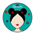 Gemini zodiac sign. Female avatar