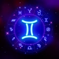 Gemini zodiac sign, horoscope symbol, vector illustration Royalty Free Stock Photo