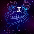 Gemini zodiac sign, horoscope symbol, vector illustration Royalty Free Stock Photo