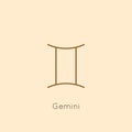 Gemini Zodiac sign Icon in a Minimal Linear Style. Vector Horoscope Symbol for Astrology, Calendar, Tattoo, print Royalty Free Stock Photo