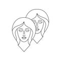 Gemini zodiac sign in line art style Royalty Free Stock Photo