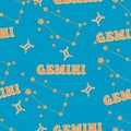 Gemini zodiac star seamless pattern. sign symbol stars Vector EPS10 Royalty Free Stock Photo