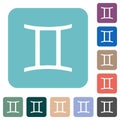 Gemini zodiac symbol rounded square flat icons Royalty Free Stock Photo
