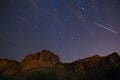 Geminid Meteor Shower and Starry Night Sky Royalty Free Stock Photo