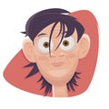 Funny cartoon illustration of an ugly young boy Royalty Free Stock Photo