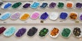 Gemmology display of collectible stones in the street in Istanbul, Turkey, Grand Bazaar