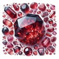 Gemmy garnet crystal with deep red hues and well formed facs, p