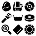 Gemology and Lapidary Solid Glyph Icon Set for Jewelry Making and Gemstone Polishing Royalty Free Stock Photo