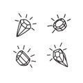 Gems. Set of isolated black and white icons for coloring and design. Illustration in cartoon style. Royalty Free Stock Photo