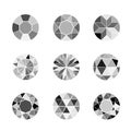 Gems isolated on white background. Vector jewels or precious diamonds gem set. Brilliant shapes.