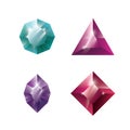 Gems and jewels set. Precious stones and diamonds collection, Game loot UI icons, vector illustration Royalty Free Stock Photo