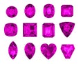 Gems set Rodolite on white background