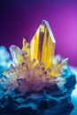 Gemstone crystals on a dark background close-up macro photography