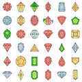 Gemstone icons set vector color