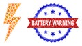 Gemstone Mosaic Electric Spark Icon and Scratched Bicolor Battery Warning Watermark