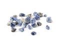Gemstone natural lapis lazuli on white background, beads Royalty Free Stock Photo