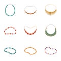 Gemstone necklace icon set, cartoon style Royalty Free Stock Photo