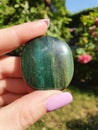 Gemstone Polished Amethist Fuchite Fushite Stone Gems Palmstone Garden Rose Gras Sky