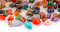 Gemstones background image. Polished shiny gemstones. Stone textures.