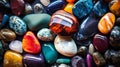 Gemstones on a black, Colorful and Magical Stones Background