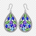 Gemstones earrings mockup, realistic style Royalty Free Stock Photo