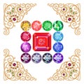 Gemstones filigree set Royalty Free Stock Photo