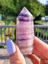 Obelisk point tower fluorite purple nils. bridge woods nature camping Royalty Free Stock Photo