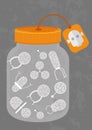 A medicine bottle with different nanobots