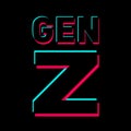 Gen Z in colors of social media platform. Generation Z and internet, being online and using digital technology. Royalty Free Stock Photo