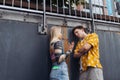 Gen Z couple having an argument outdoors in the city. Royalty Free Stock Photo