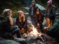 Gen Zers enjoying campfire and nature