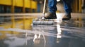 Genarative AL Worker, coating floor with self-leveling epoxy