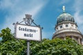 Gendarmenmarkt sign at historic square in Berlin