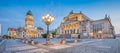 Gendarmenmarkt square panorama at dusk, Berlin, Germany