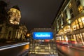 Gendarmenmarkt and stadtmitte subway sign berlin germany at night