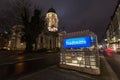 Gendarmenmarkt and stadtmitte subway sign berlin germany at night