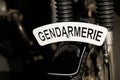 Gendarmerie Nationale sign text logo on motorcycle vintage means french military police motorbike