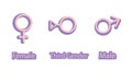 Vector illustration set of gender symbols male female and third sex