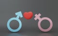 Gender. Abstract Male and Female 3d symbol sign, Man and Woman blue Royalty Free Stock Photo