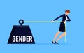 Gender. Business concept of discrimination in a flat style with