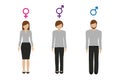 Gender characters female male and neutral Royalty Free Stock Photo