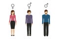 Gender characters female male and neutral Royalty Free Stock Photo